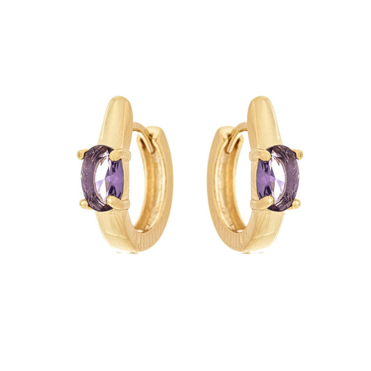 Argola articulada com pedra banhada a ouro 18k - Biju & Cia.
