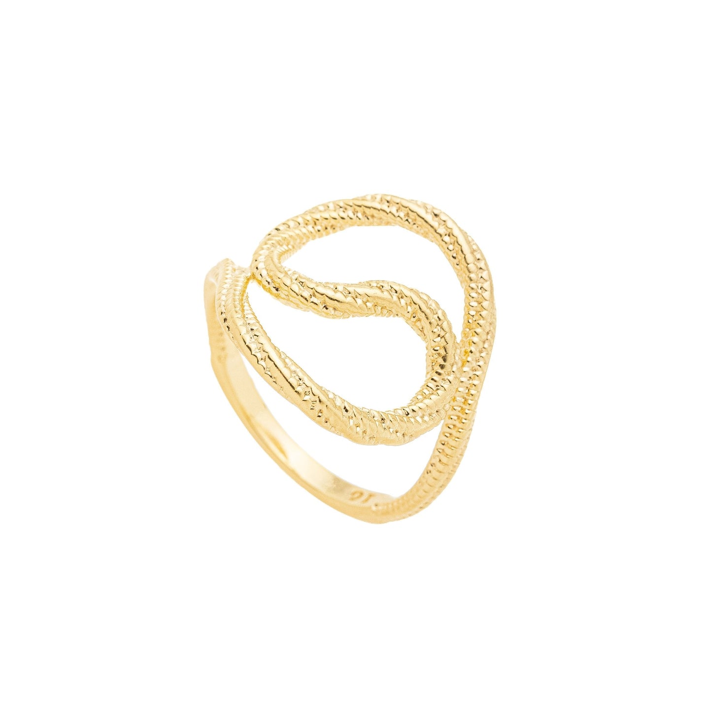 Anel curvado trabalhado banhado a ouro 18k - Biju & Cia.