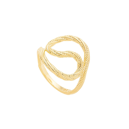 Anel curvado trabalhado banhado a ouro 18k - Biju & Cia.