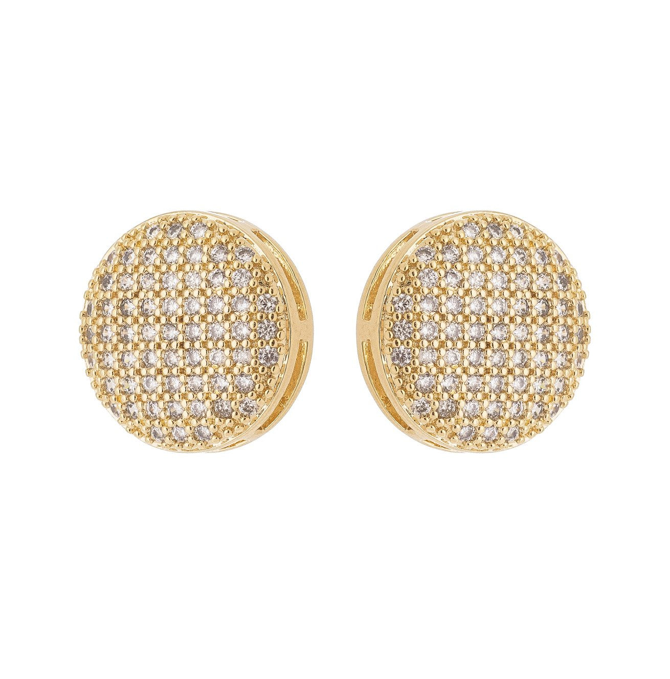 Brinco cravejado com zircônias banhado a ouro 18k - Biju & Cia.