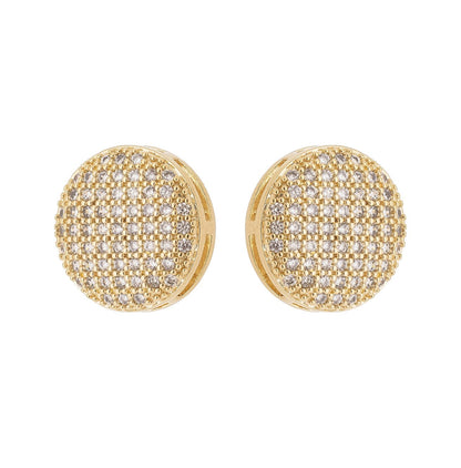 Brinco cravejado com zircônias banhado a ouro 18k - Biju & Cia.