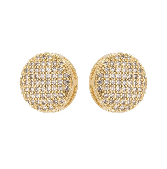 Brinco cravejado com zircônias banhado a ouro 18k - Biju & Cia.