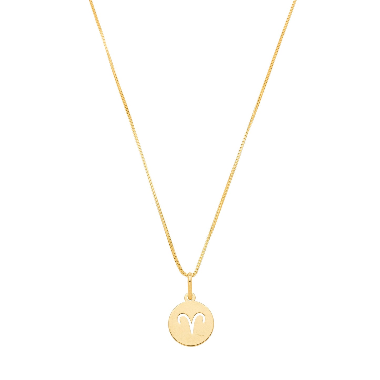 Gargantilha com pingente redondo de signos banhada a ouro 18k - Biju & Cia.
