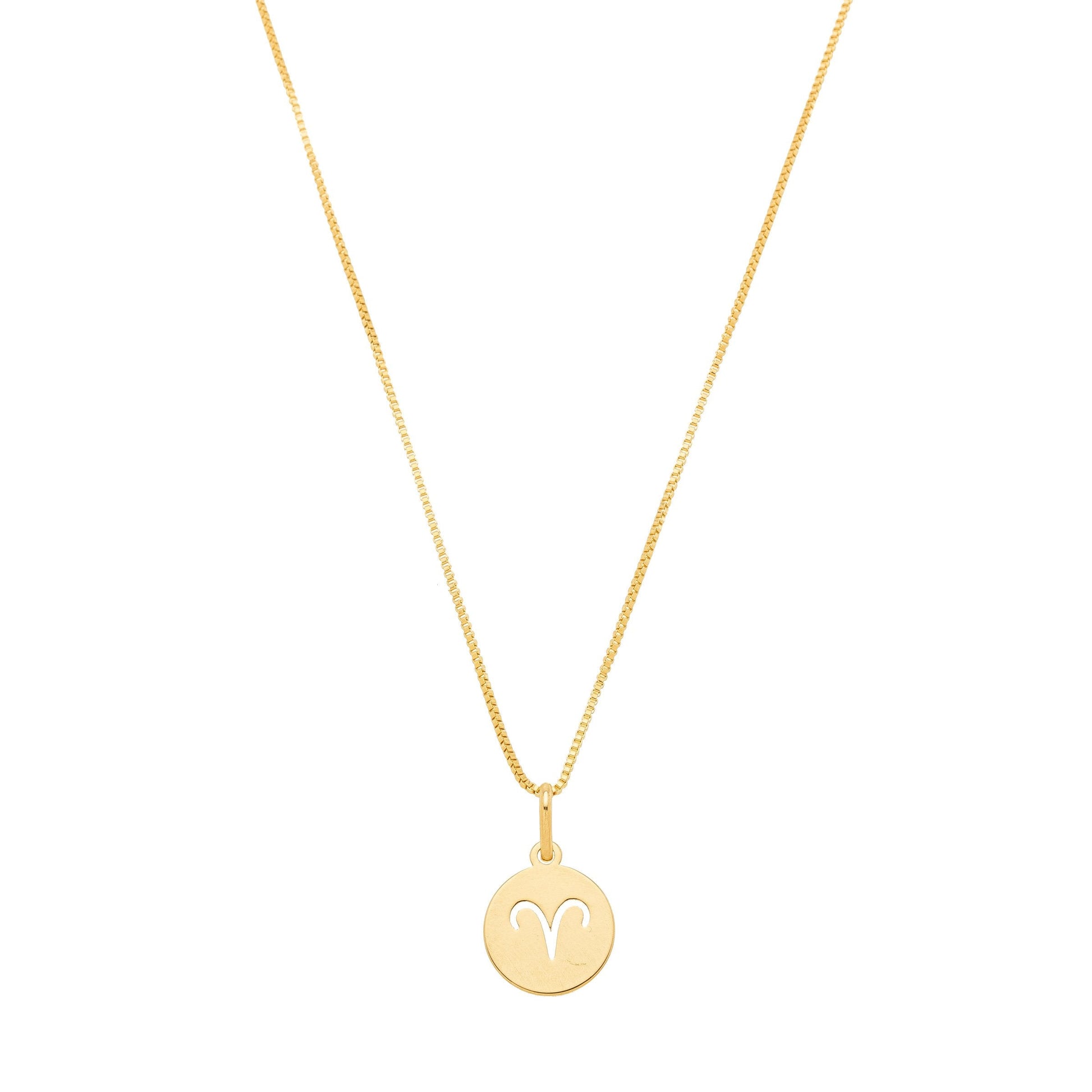 Gargantilha com pingente redondo de signos banhada a ouro 18k - Biju & Cia.