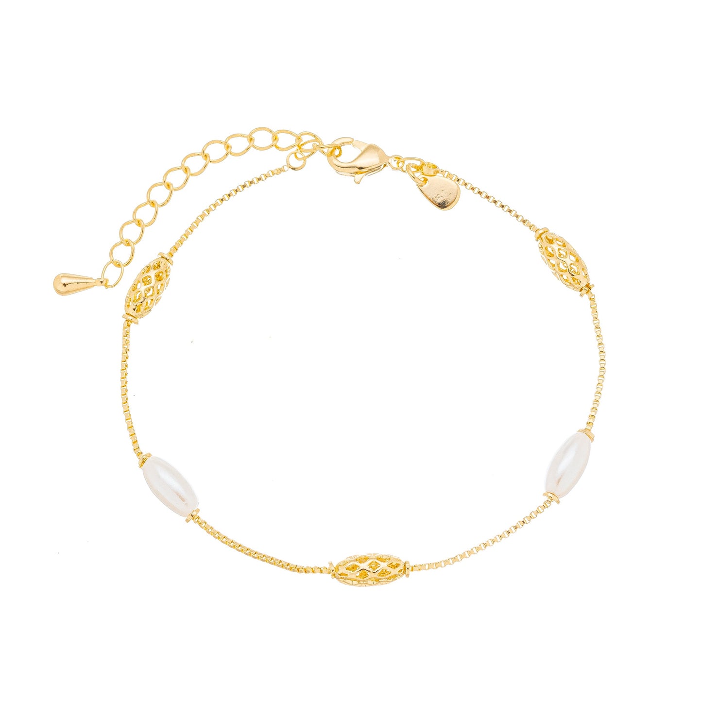 Pulseira pérolas banhada a ouro 18k