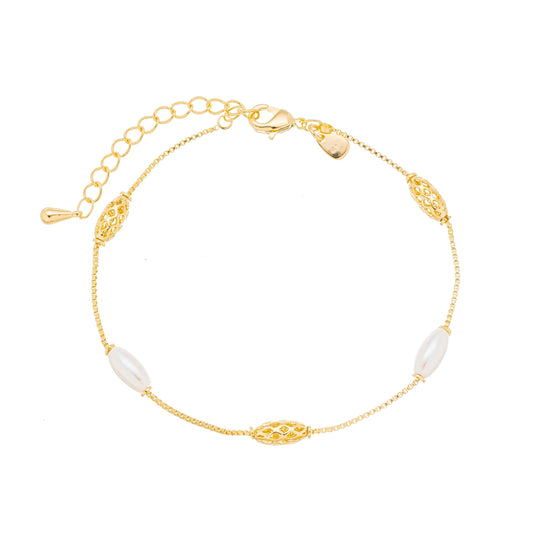 Pulseira pérolas banhada a ouro 18k