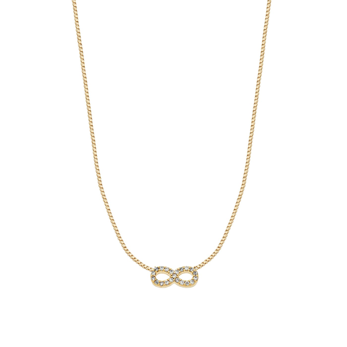 Gargantilha infinito com zircônias banhada a ouro 18k