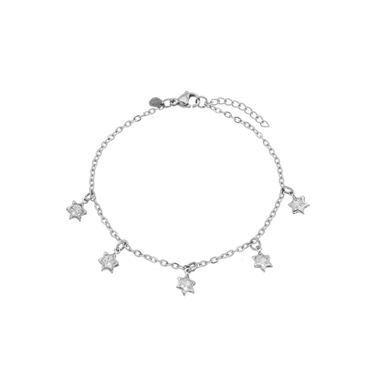 Pulseira com estrelas em aço inox - Biju & Cia.