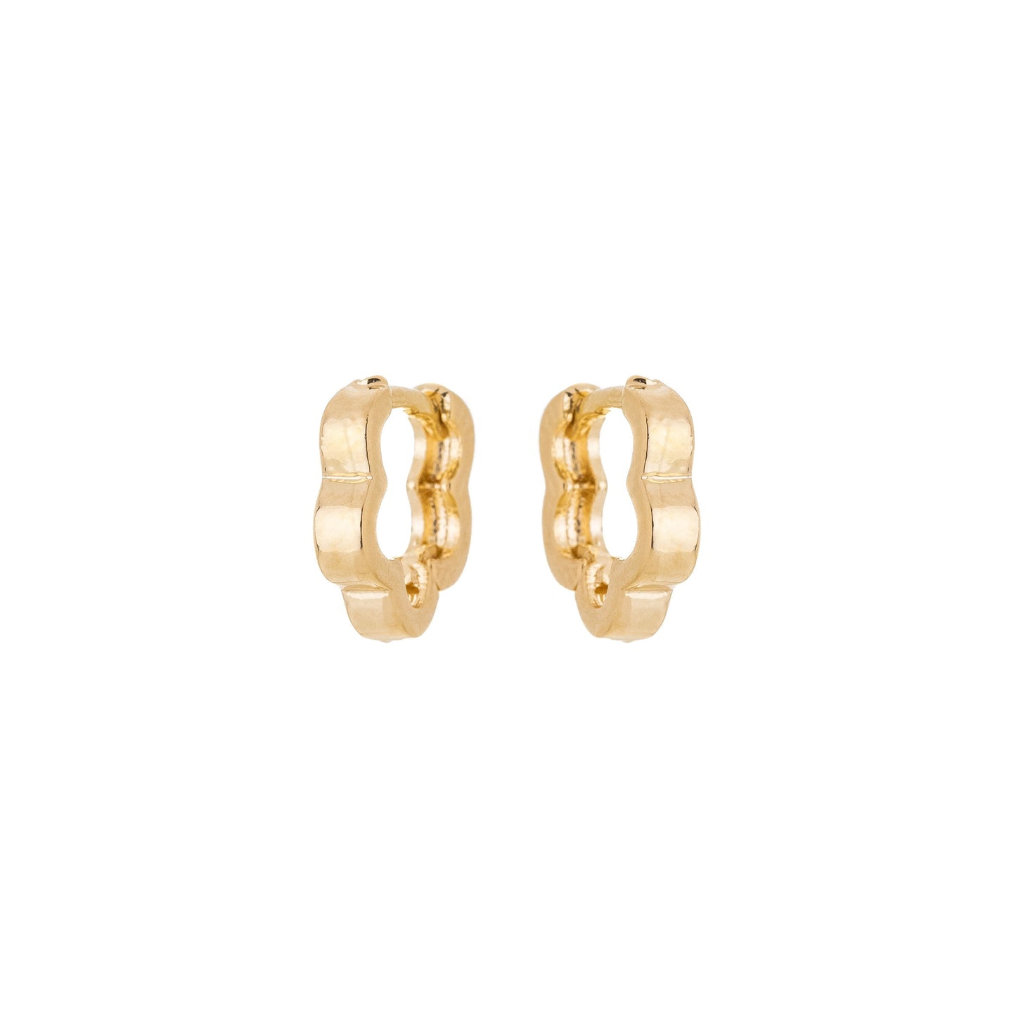 Brinco de argola articulada ondulada banhado a ouro 18k - Biju & Cia.