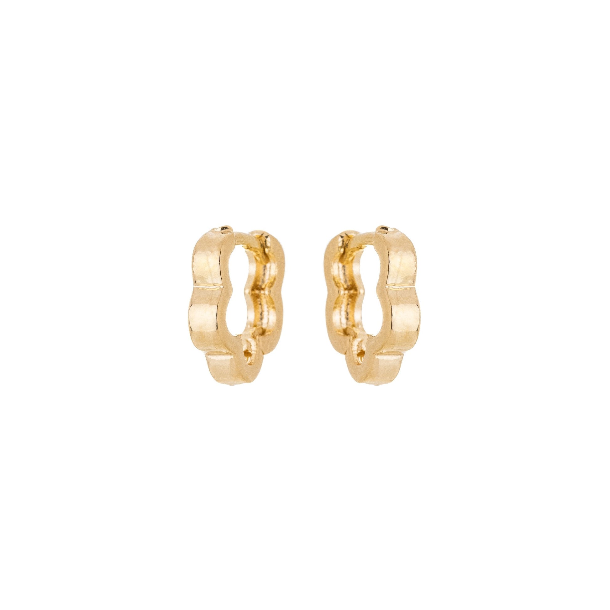 Brinco de argola articulada ondulada banhado a ouro 18k - Biju & Cia.