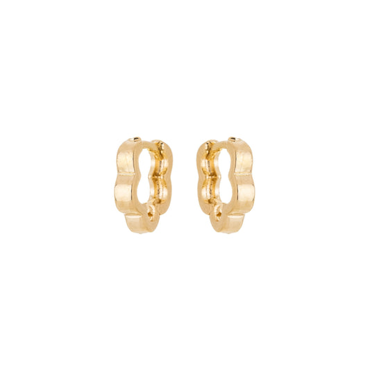 Brinco de argola articulada ondulada banhado a ouro 18k - Biju & Cia.