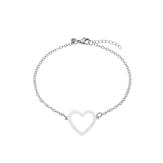 Pulseira coração em aço inox - Biju & Cia.