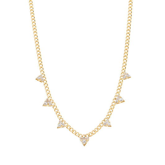 Choker com triângulos de zircônia banhada a ouro 18k - Biju & Cia.