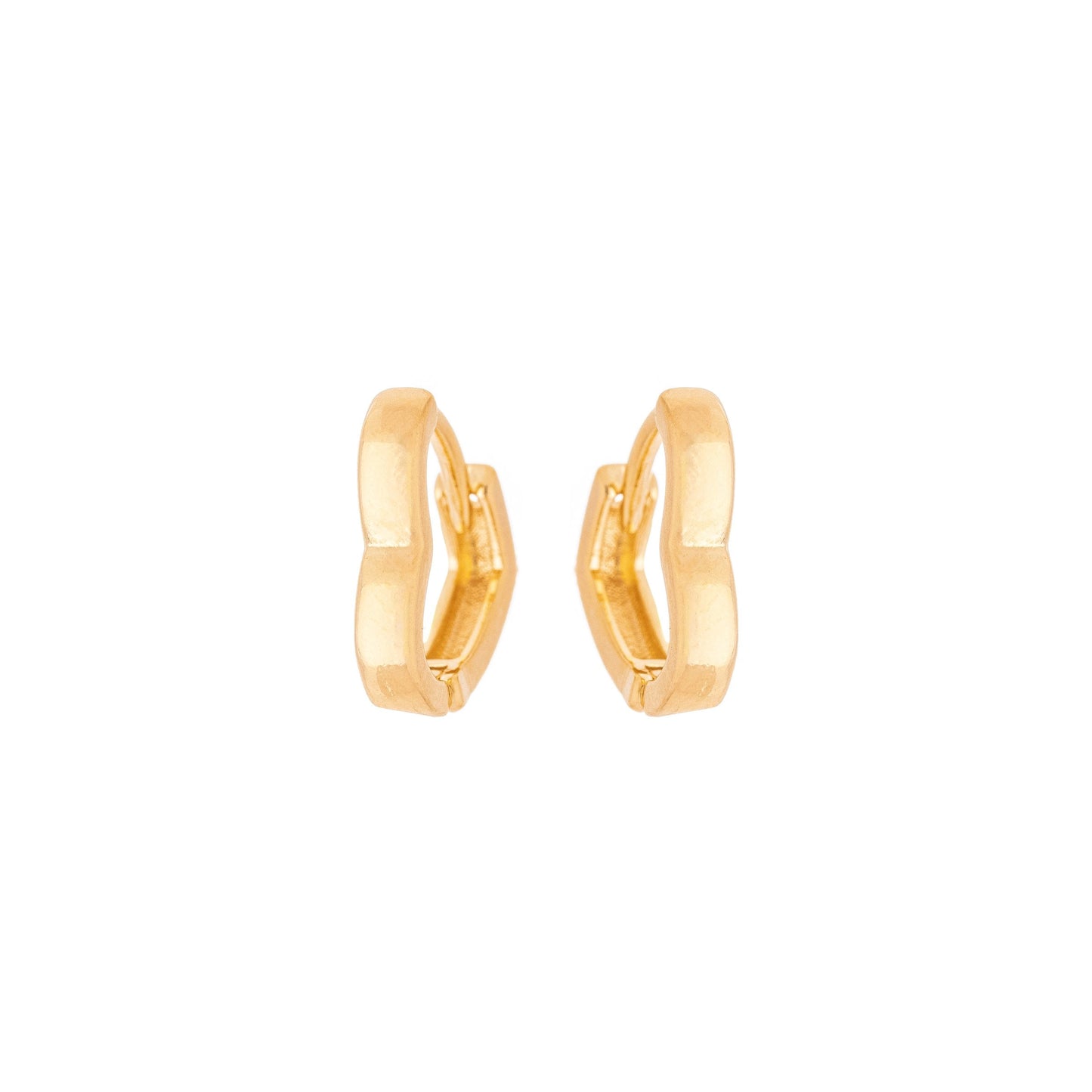 Brinco de argola articulada de coração banhado a ouro 18k - Biju & Cia.