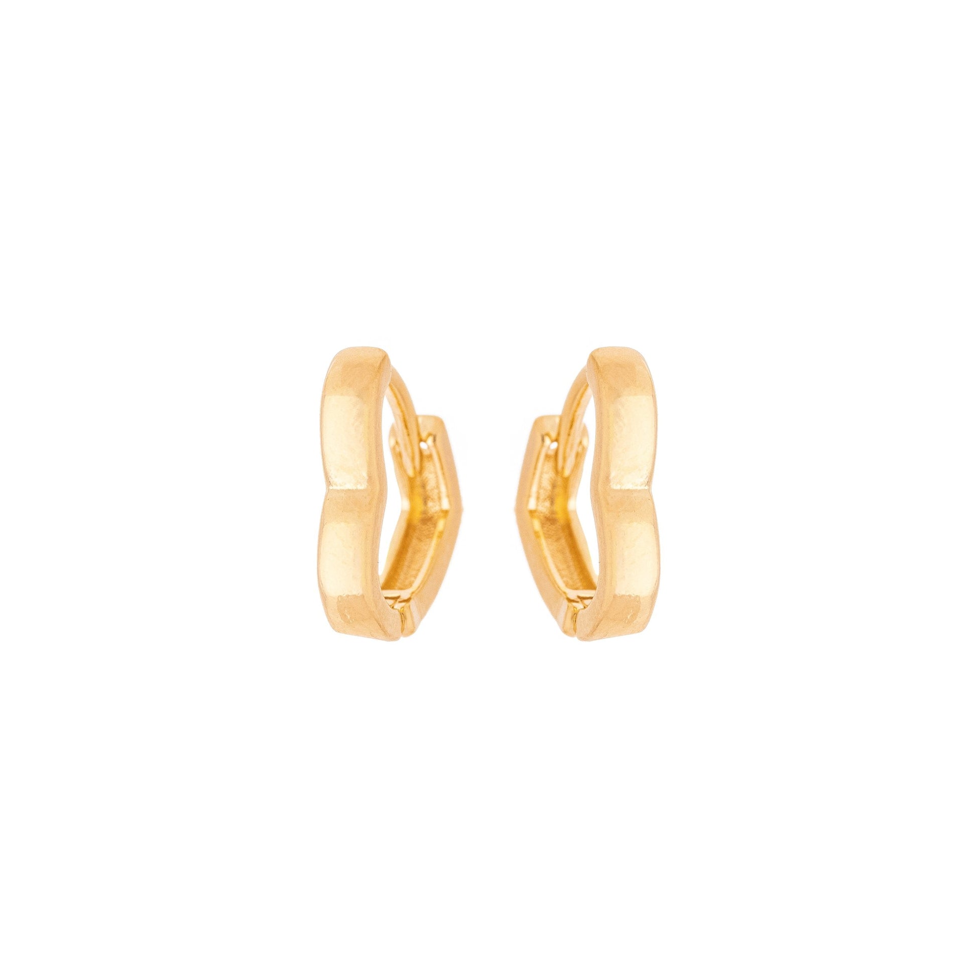 Brinco de argola articulada de coração banhado a ouro 18k - Biju & Cia.