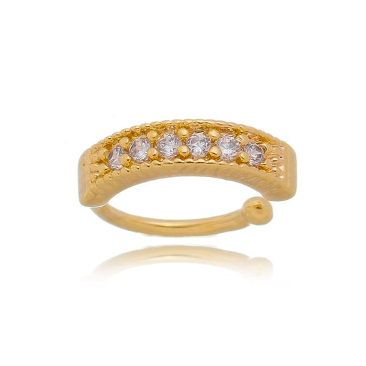 Piercing de argola com microzircônia banhado a ouro 18k - Biju & Cia.