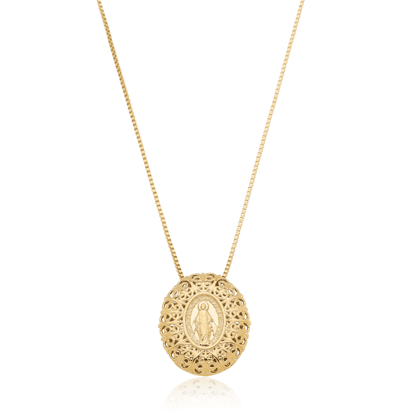 Gargantilha de Nossa Senhora das Graças banhada a ouro 18k - Biju & Cia.