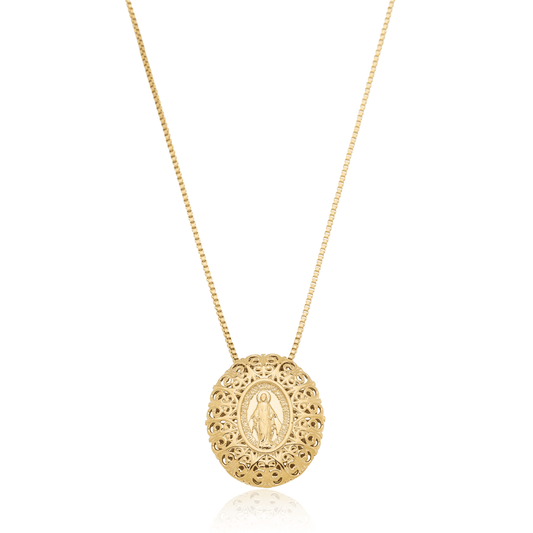 Gargantilha de Nossa Senhora das Graças banhada a ouro 18k
