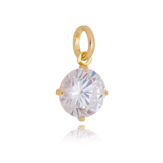 Pingente de ponto de luz de zircônia de 8mm banhado a ouro 18k - Biju & Cia.