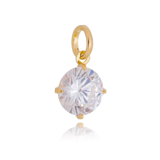 Pingente de ponto de luz de zircônia de 8mm banhado a ouro 18k - Biju & Cia.