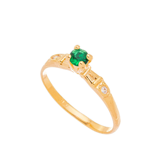 Anel com pedra e zircônia banhado a ouro 18k