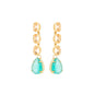 Brinco com pedras ovais e gota banhado a ouro 18k - Biju & Cia.