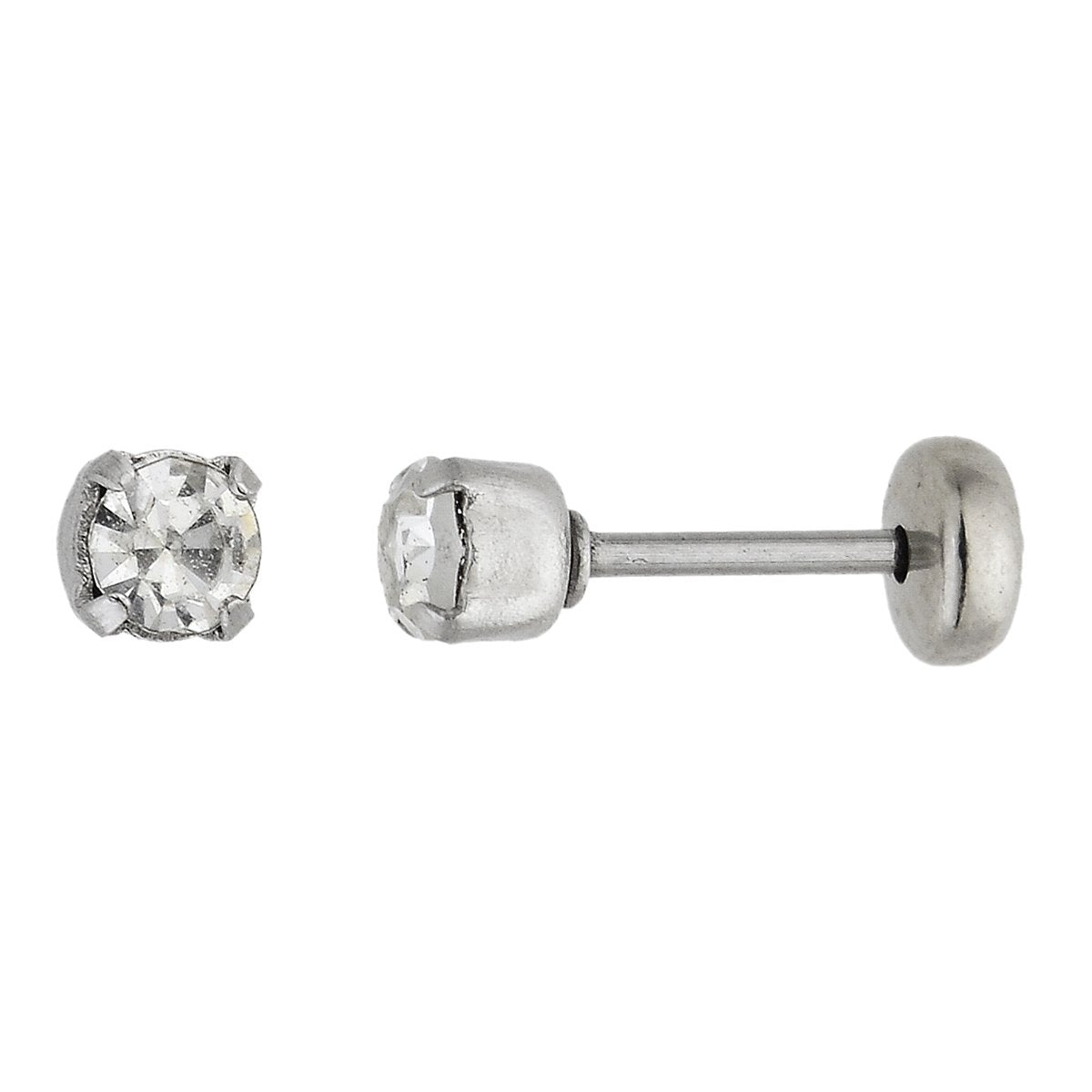 Brinco solitário infantil em aço inox - Biju & Cia.