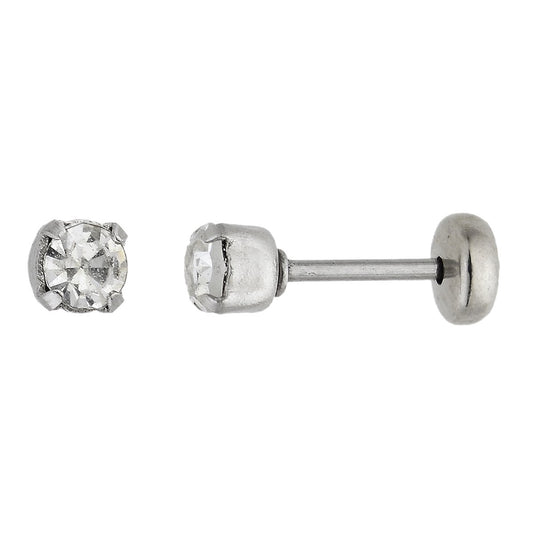 Brinco solitário infantil em aço inox - Biju & Cia.