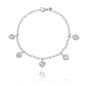 Pulseira de corações com zircônias em aço inox - Biju & Cia.