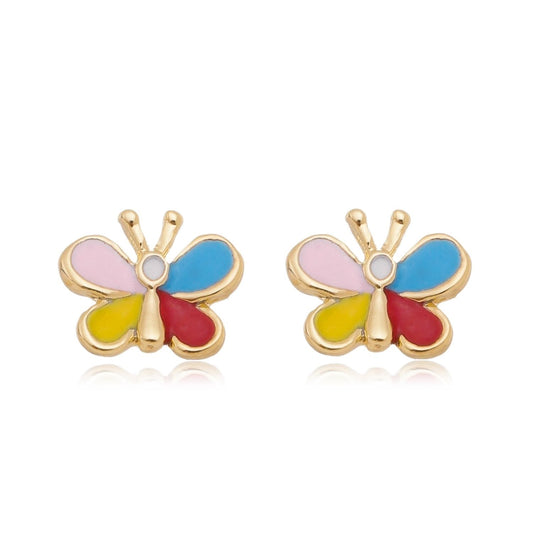 Brinco borboleta com resina banhado a ouro 18k - Biju & Cia.