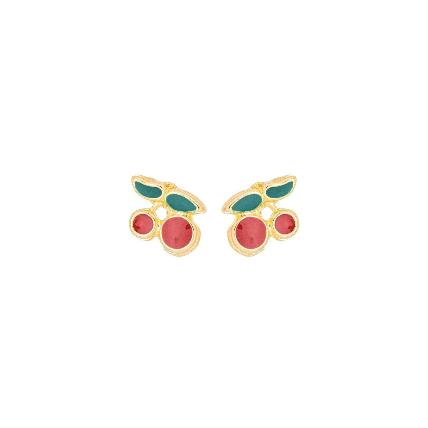 Brinco cereja com resina banhado a ouro 18k - Biju & Cia.