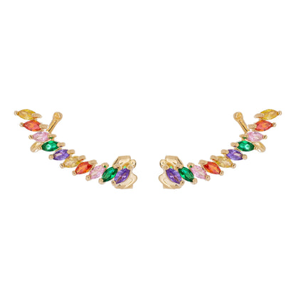 Brinco earcuff com pedras navete banhado a ouro 18k - Biju & Cia.
