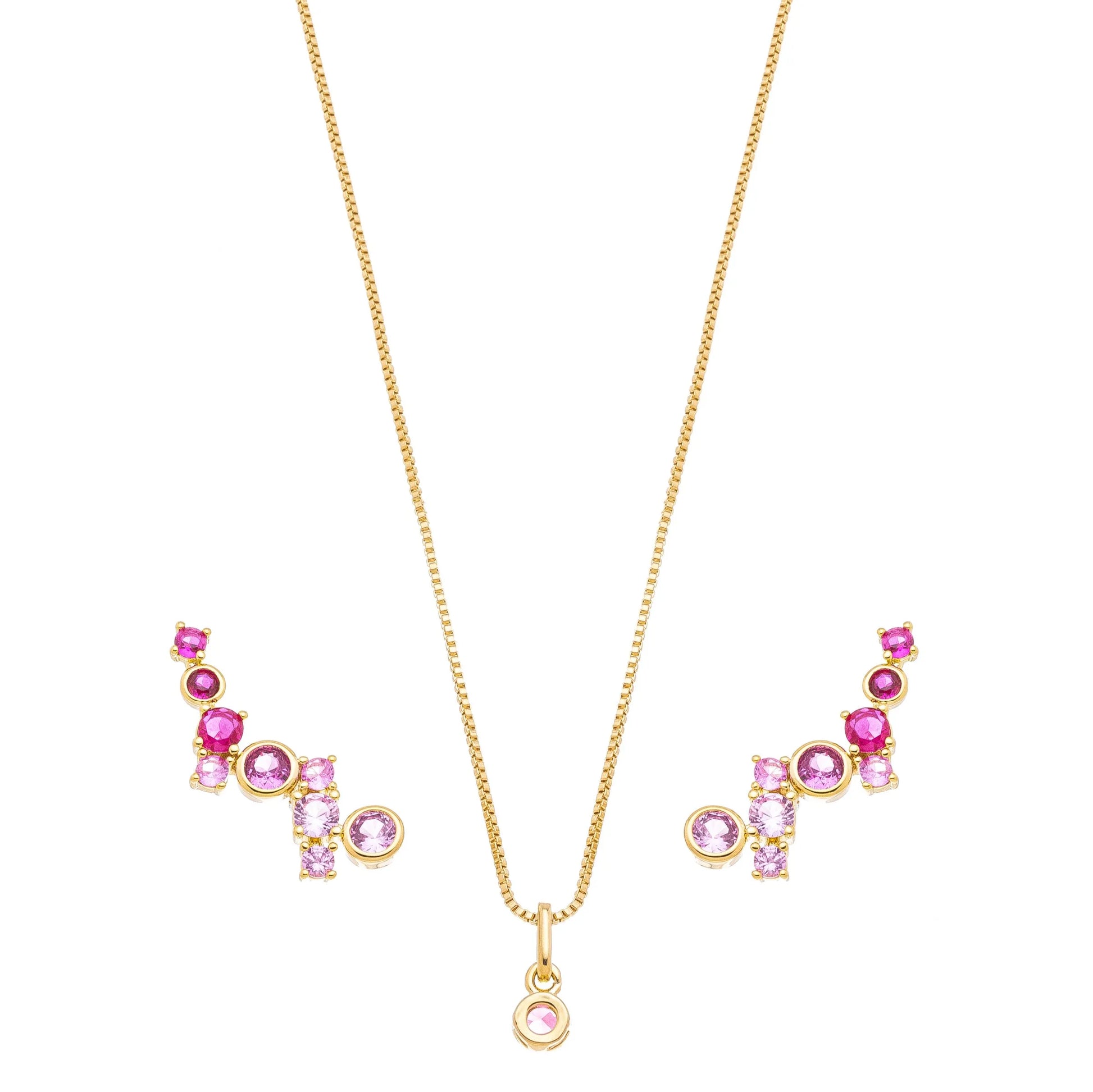 Conjunto de pedras banhado a ouro 18k - Biju & Cia.