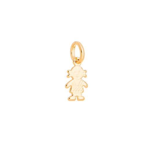 Pingente de menina com detalhe em ródio banhado a ouro 18k - Biju & Cia.