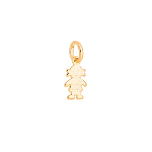 Pingente de menina com detalhe em ródio banhado a ouro 18k - Biju & Cia.