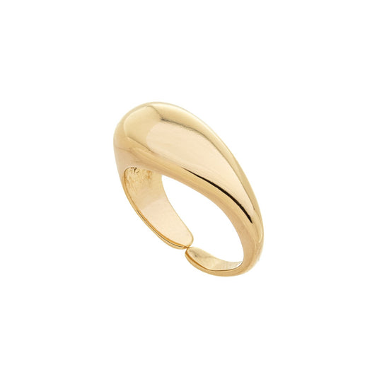 Anel liso ajustável banhado a ouro 18k