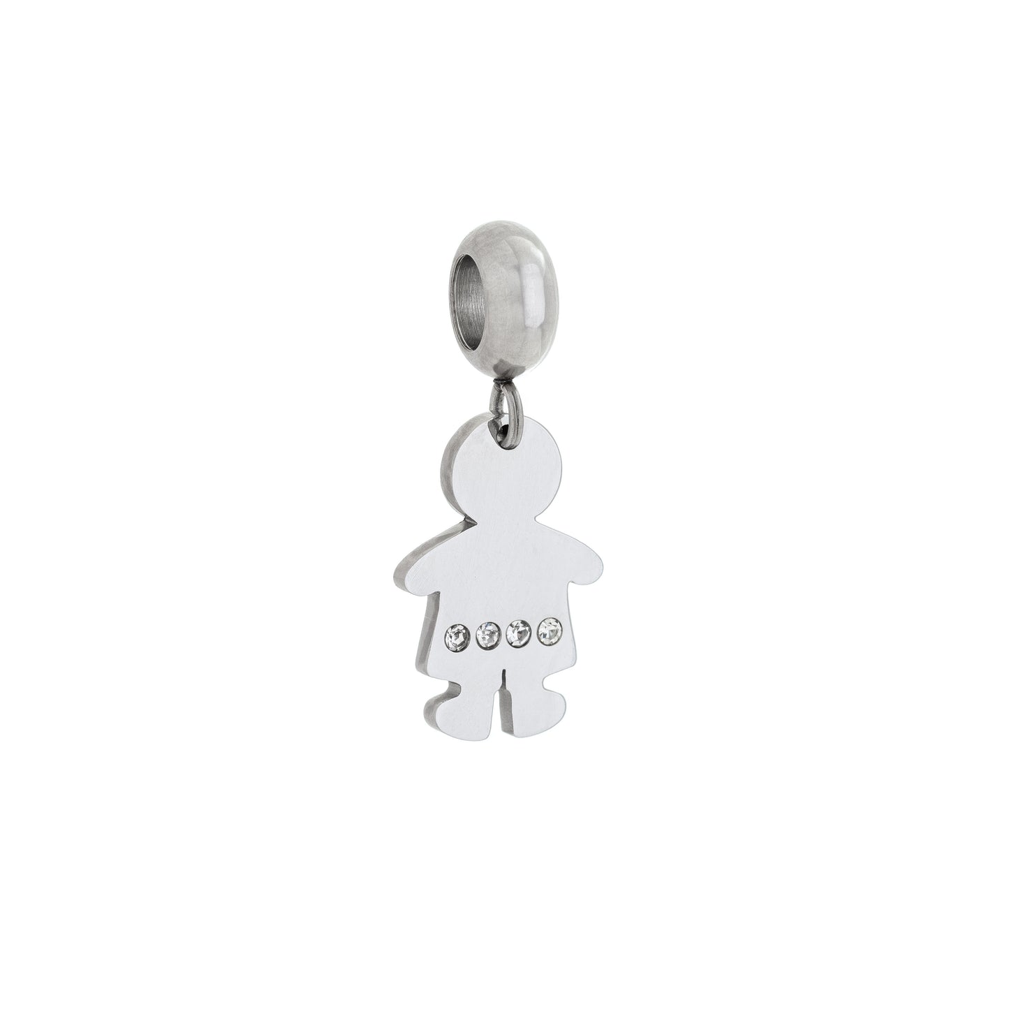 Berloque menino com zircônias em aço inox