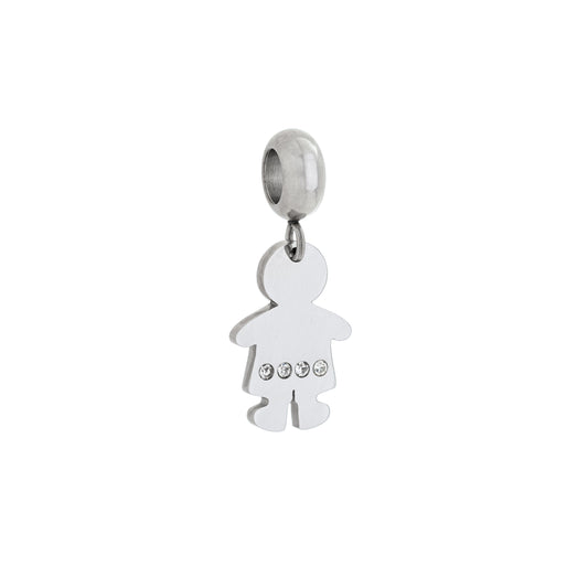 Berloque menino com zircônias em aço inox