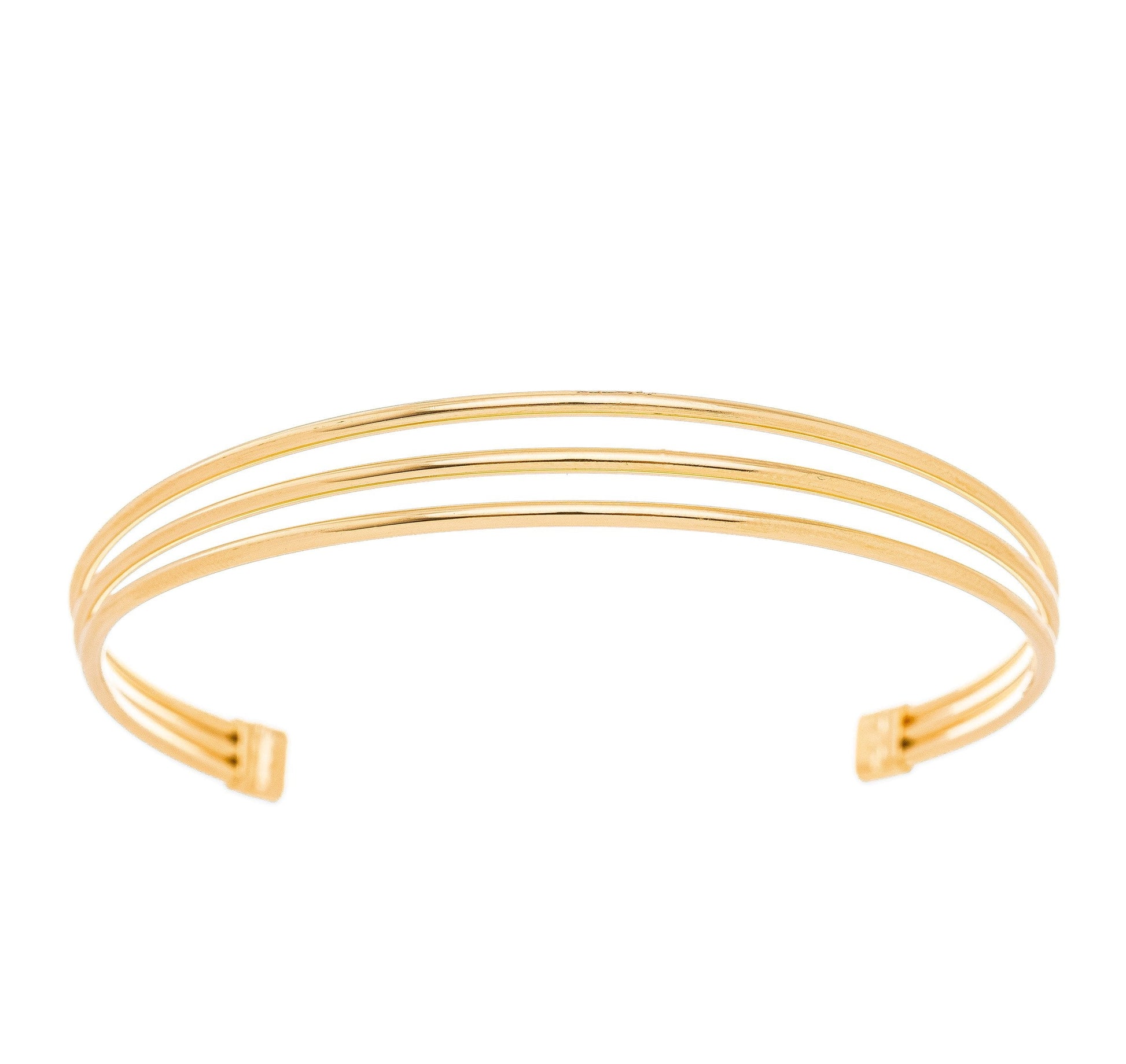 Bracelete liso três fios banhado a ouro 18k - Biju & Cia.