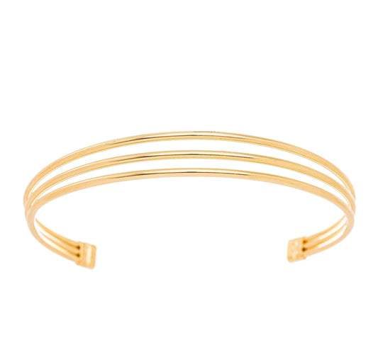 Bracelete liso três fios banhado a ouro 18k - Biju & Cia.