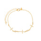 Pulseira cruz e pedras banhada a ouro 18k