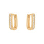 Brinco de argola articulada oval com zircônias banhado a ouro 18k - Biju & Cia.