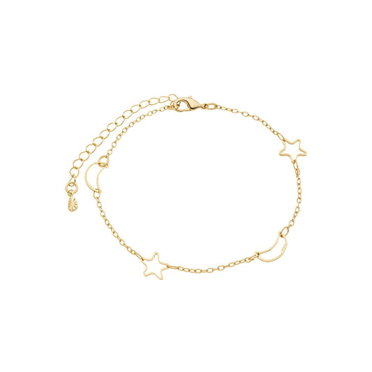 Pulseira com lua e estrelas banhada a ouro 18k - Biju & Cia.