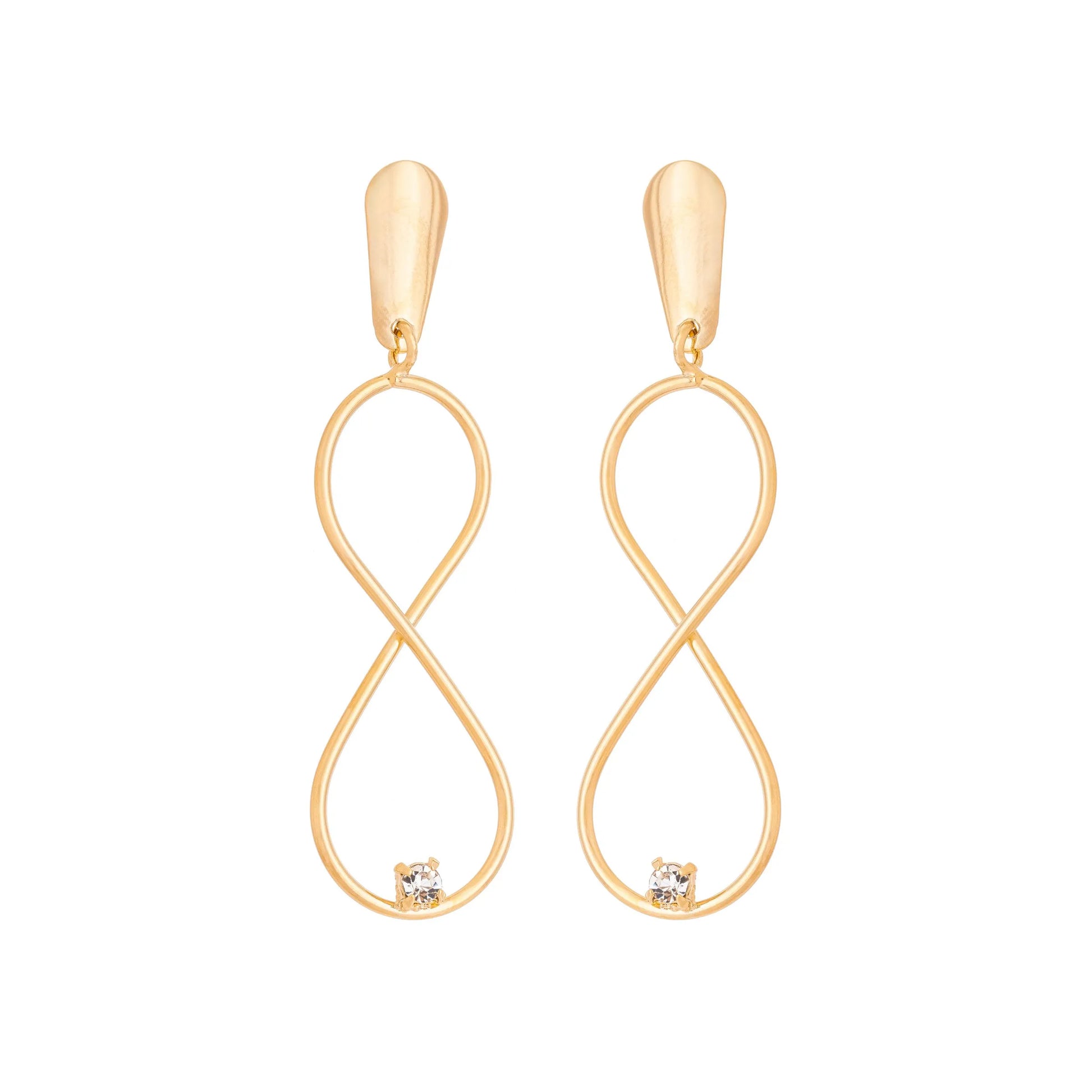 Brinco de infinito com pedra banhado a ouro 18k - Biju & Cia.