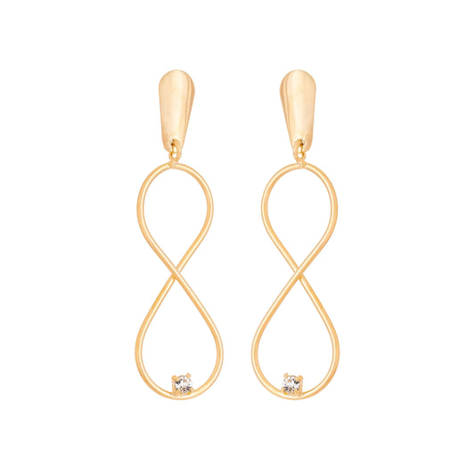 Brinco de infinito com pedra banhado a ouro 18k - Biju & Cia.