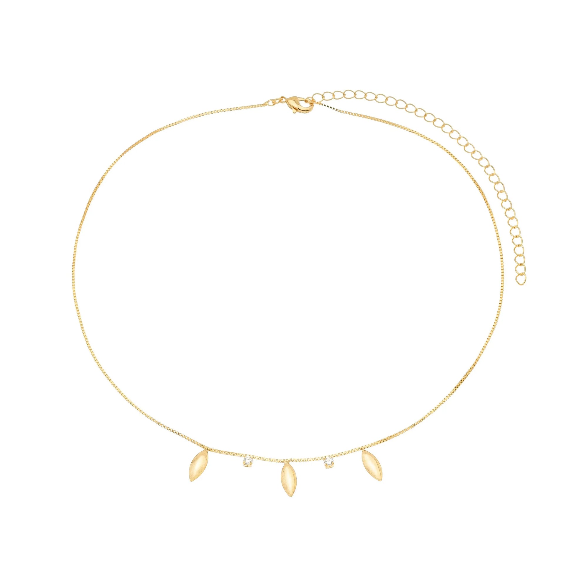Choker com navetes e zircônias banhada a ouro 18k - Biju & Cia.