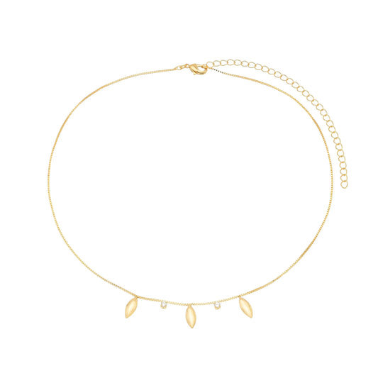 Choker com navetes e zircônias banhada a ouro 18k - Biju & Cia.