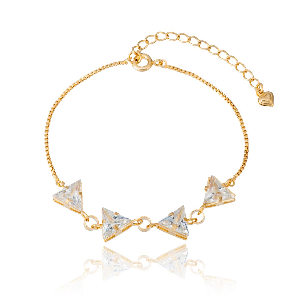 Pulseira triângulos com zircônias banhada a ouro 18k