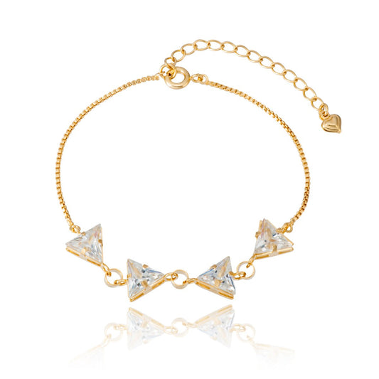 Pulseira triângulos com zircônias banhada a ouro 18k