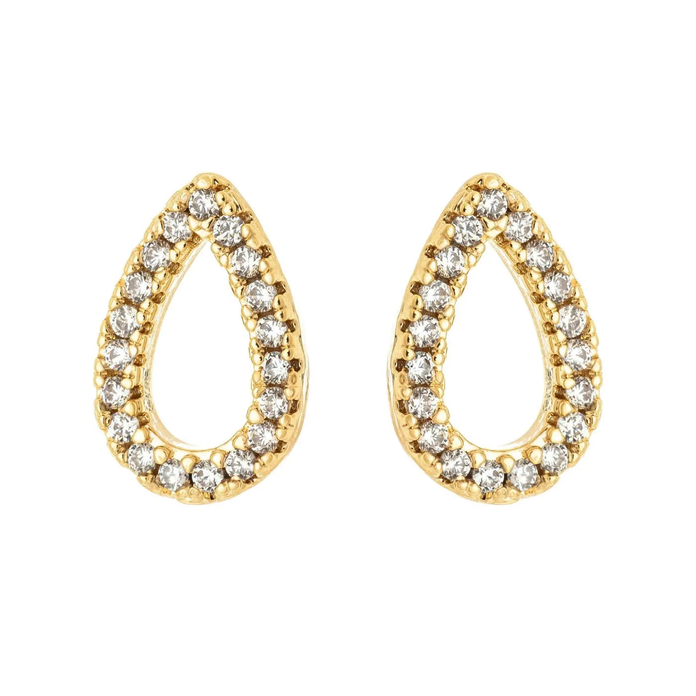 Brinco de gota cravejada banhado a ouro 18k - Biju & Cia.